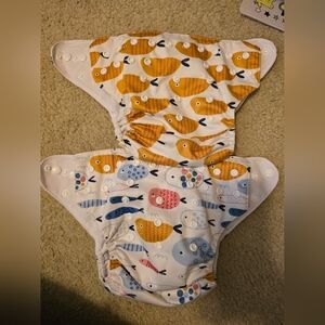 Nora's nursery fish pattern cloth diapers